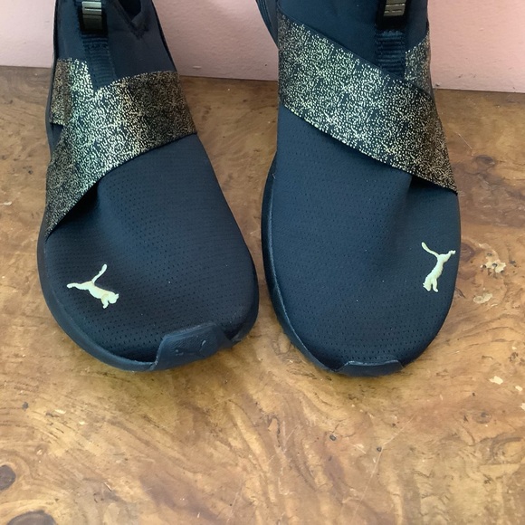 PUMA  194116-02 Prowl Slip-on Athletic Women Shoes Size 8 Soft Foam  Black Gold - Picture 9 of 12